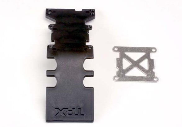 TRAX 4938 - Skidplate, rear plastic (black)/ stainless steel plate