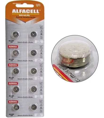 PILHA ALCALINA  botão 1.5V (AG3/LR41) E (AG10/LR1130) un